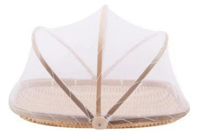 Cesta Porta Pão e Bolo Bambu com Cobertura Retrátil Oval