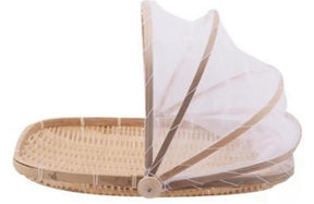Cesta Porta Pão e Bolo Bambu com Cobertura Retrátil Oval
