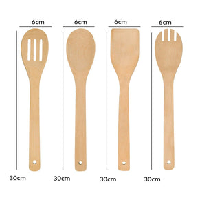 Kit Utensílios De Bambu 5 Peças Ecológico Com Suporte