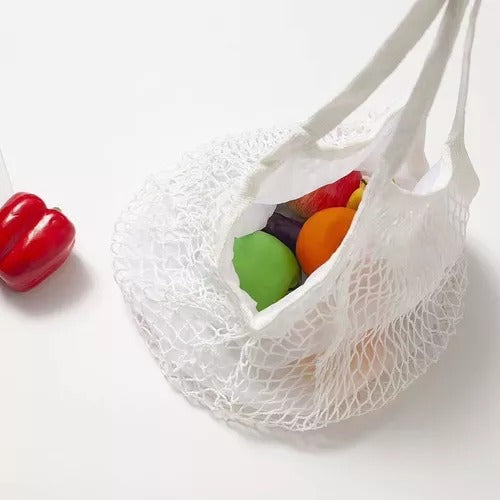 Bolsa Sacola De Rede Vazada Praia Branca