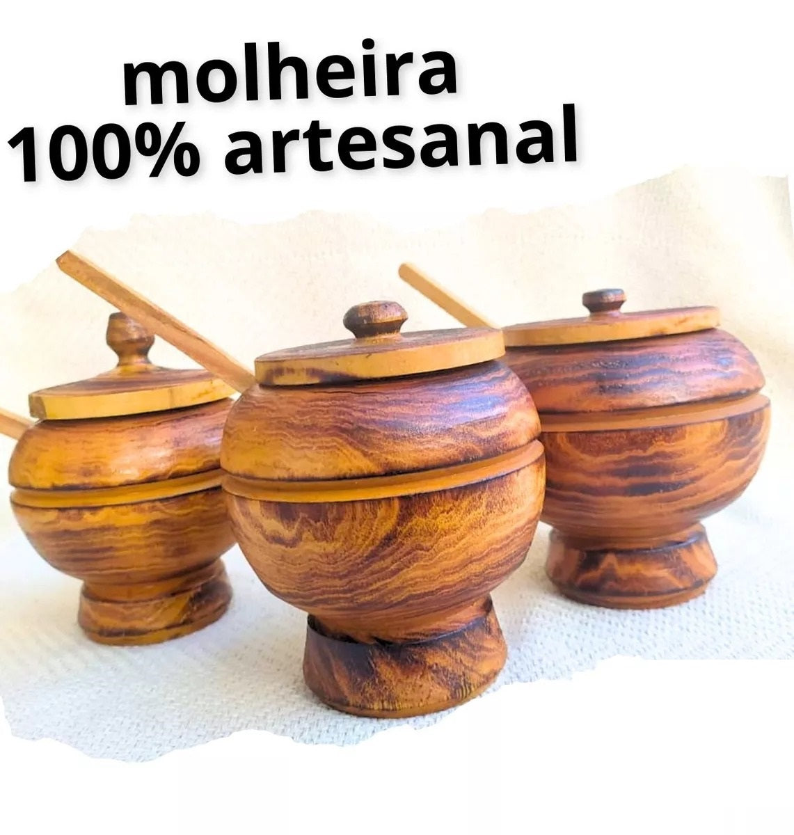 Farinheiro / Molheiro De Madeira Artesanal Molho Rustico Concha