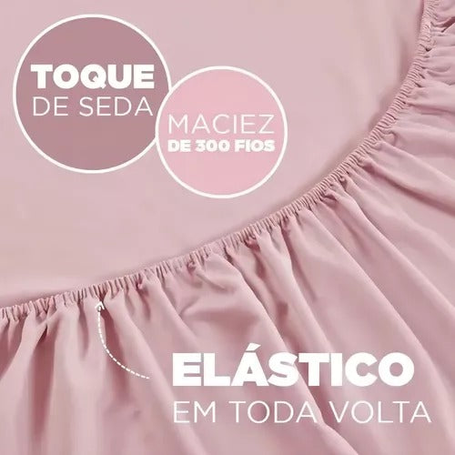 Jogo de Cama Jolitex Lençol Casal 3 Peças Rosa