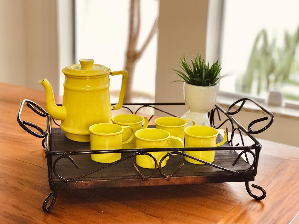 Kit 6 Peças Alumínio Esmaltado Amarelo