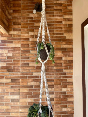 Suporte de Planta em Macramê Malha Duplo Cru