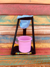 Kit Café Caneca 100ml Alumínio E Suporte de Madeira Com Coador Rosa Claro