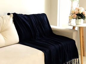 Manta para Sofá/Peseira em Chenille Azul Marinho 1,20x2,20m