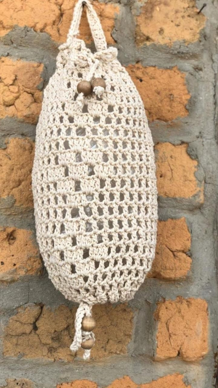 Puxa Saco Crochê Cru