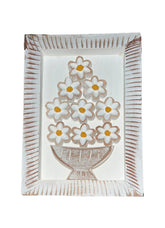 Quadro Madeira Flores Branco M 20x30