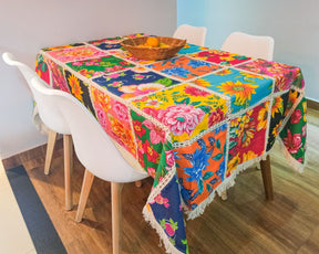 Toalha De Mesa Retalho Chita Bainha 2,20x1,40m