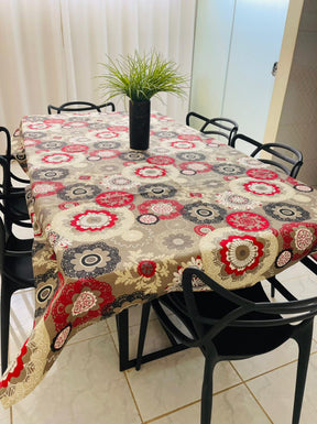 Toalha de Mesa Impermeável Mandala Vermelha 1,45mx2,2m